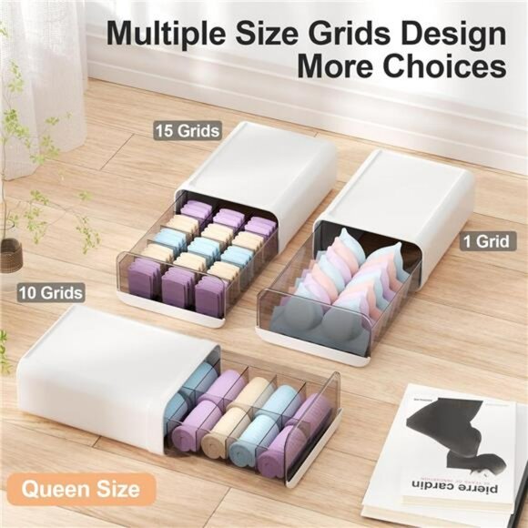 Plastic Underwear Organizer Drawer Closet Storage Box for Bras Socks Ties Scarve - Picture 3 of 7